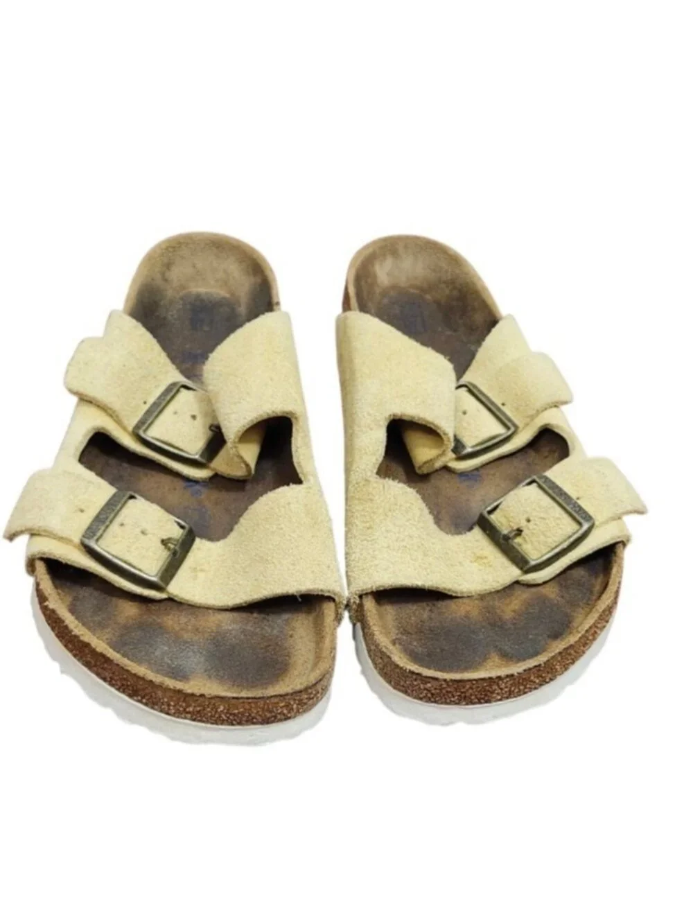 Birkenstock Arizona Sandals EU 39 US 8 Beige Suede Leather Double Strap Comfort